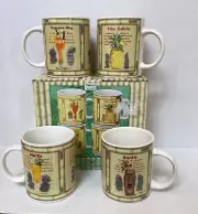 Set Of 4 Tiki Mugs Stoneware By Sakura Oneida Brand New In Original Box