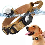 AirTag Dog Collar With Handle Tactical Dog Collar For Large Medium Dogs-Khaki