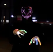 **Halloween Led Mask Light up Scary Mask and Gloves with 3 Lighting Modes, T9