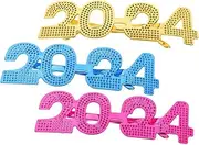 [MOBUTOFU] 3 Pairs 2023 2024 New Year Glasses Novelty Ties for Men Glow Sticks Bulk Happy New Year Glasses 2024 Glasses Frame 2023 New Years Glasses Disco Party Decorations 2023 New Year s PC