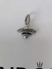 PANDORA SILVER SPARKLING QUEEN BEE CUBIC ZIRCONIA NECKLACE CHARM BOX CHRISTMAS