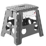 13" Folding Plastic Step Foot Stool with Handle - Gray