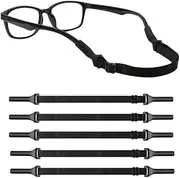 [Fabselection] 5 PCS Sport Glasses Band, Neoprene Floating Eyewear Retainer Strap,Anti-Slip Elastic Sports Sunglasses Eyeglasses Holder Straps, Black Glasses Neck Lanyard Cord for Men and Woman