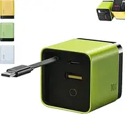 3 in 1 Gan Charger, Retractable 80w Max, 80w Charger Retractable Cable with Type-C Cable and 2 USB Ports, for Smartphones, Tablets and Laptops (Green)