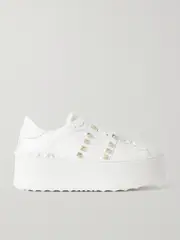 [Valentino Garavani] Valentino Garavani - Valentino Garavani Rockstud Untitled Leather Platform Sneakers - White - IT37 IT 37 White