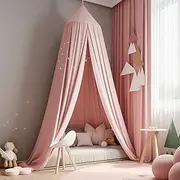Sublaga Pink Canopy Bed, Princess Room Decor, Girls Bed Canopy, Soft Play Tent
