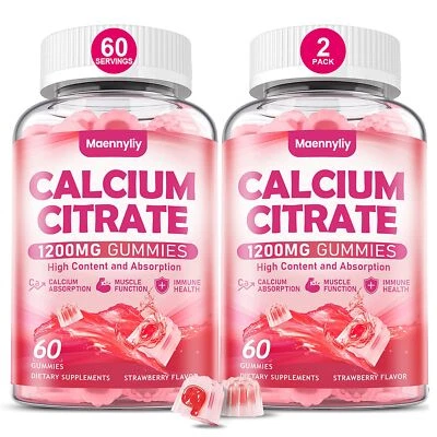 Calcium Citrate Gummies 1200 mg for Adults Ultimate Absorption Calcium Supple...
