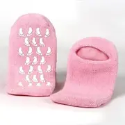 (Pink) - BelleSha Spa Moisturising Gel Socks For Dry Feet And Ankles - Helps Repair Cracked Skin And Softens Feet