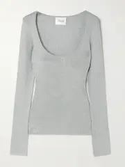 [Galvan] Galvan - Corte Metallic Knitted Top - Platinum - small small Silver
