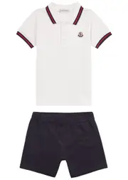 Moncler Kids Piqué Cotton Polo Shirt and Shorts set (12 months-3 Years) - White - 3A (3 Years) 3A (3 years)