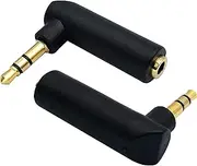 3.5mm Jack Adapter 90 Degree Right Angled 3 Poles 3.5mm TRS Audio Stereo Male to Female Connector Extension Adapter(2 Pack/3 Pole)