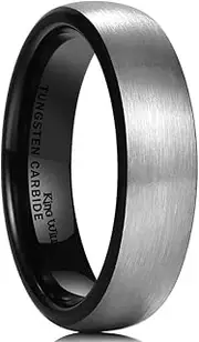 [King Will] Silver/Black 6MM/7mm/8MM Wedding Band For Men Engagement Tungsten Carbide Ring Comfort Fit Beveled Edge Step Edge/Domed