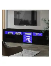 [Artiss] TV Cabinet Entertainment Unit Stand RGB LED Gloss 3 Doors 180cm in Black