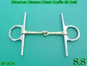 Showman Western Cheek Snaffle Bit 5'' Gold, BT-0076