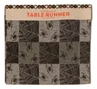 Halloween Table Runner Black Checkered Spider Web Fabric Jacquard
