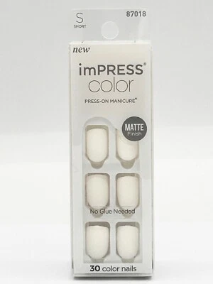 imPRESS Short Gel Press-On Nails, Matte Finish, White 'Brie' 87018
