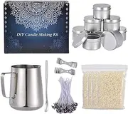 DIY Candle Making Kit Supplies, DIY Gift Kits Soy Candle Making Kit, Full Beginners Soy Candle Making Kit Including Soy Bean Wax, Wax Core Clip, Spoon and More