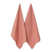 2pc J.Elliot 50x70cm Waffle Tea Towels/Cloth Cotton Kitchen/Dishes Dry Clay Pink