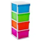 MEGA 4 Tier Drawer Storage Organiser Plastic Level Office Box Cabinet in Coloure