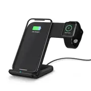 2 in 1 Wireless Charging for Apple Watch Fast Wireless Charger Dock Stand for Phone Black