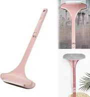 Yotsuba Window Cleaner - Double-Sided Multifunctional Tool with Squeegee & Flannel Brush, Space-Saving Design for Screens, Glass, Wet & Dry (Pink)