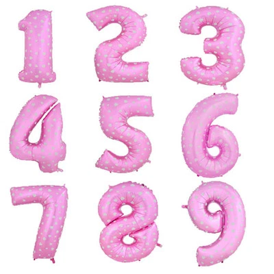 45cm Pink Heart Number Foil Balloon Birthday Wedding Party New Years 1234567890