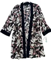 R&M Richards Jacket Cardigan Size 20W Navy Mauve Sheer 3/4 Sleeve 9636W NWT