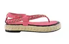 Chanel 21C Pink Lambskin Leather Chain Logo Mule Thong Espadrille Sandal Flat 35