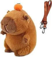 [JWTRSVTY] Capybara Plush Backpack, Adorable Capybara Backpack, Brown Capybara Kids Backpack, Kawaii Capybara Backpack, Removable Straps Cartoon Backpack, for School, Travel, Camping