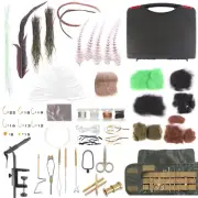 Fly Tying Kit with Box Natural Feather & Dubbing & Hooks & Beads & Lead & Tools