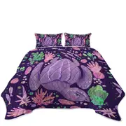 Purple Underwater World and Pretty Turtle Coverlet