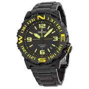 New Seiko Srp449k1 Yellow Superior Automatic Black Watch 100m Mens Compass