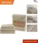 Organic Cotton Sheets Set - Pure Long-Staple Percale Weave - Twin Size - Taupe