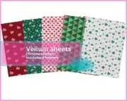 Set 5 Christmas Vellum Transparent Sheets Junk Journal Ephemera mq Origami Suppl
