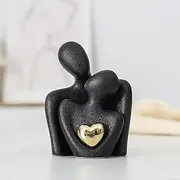 Modern Ceramic Couple Sculpture - Abstract Love Statue Ornament Figurine for Home Decor in Living Room, Bedroom,Office - Unique Couple Gift - Anniversary Birthday,Show Pieces for Home (Black)