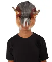 Adult Great Horned Brown& Grey Owl Mask, Flame-retardant Synthetic Fiber, HA-037