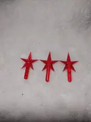 3 Pack Small Red Modern Stars For Ceramic Christmas Tree