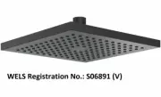 Methven RERE SQUARE OVERHEAD SHOWER HEAD 210mm BLACK, Adjustable Ball Joint
