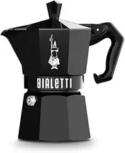 Bialetti Moka Exclusive: Black 3 Cup Iconic Stovetop Espresso Maker, Makes Real Italian Coffee, (4.3 Oz - 130 Ml), Aluminium, Black