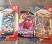 Pokemon TCG:Booster Packs Fusion Strike, S&V,and Astral Radiance 2 Bonus Foil