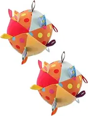 LOLIPPYY Boys and Girls Ribbon Tag Ball 2 Pack Plush Baby Ball Sound Montessori Sensory Ball Soft Toy Ball for Infants Baby Room Decorati