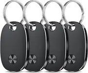 Air Tags-4 Pack, Bluetooth Tracker Works with Apple Find My APP (iOS Only), Key Finder and Item Locator Smart Tag with Protective Case/Key Ring/Lanyard，4Black