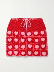 [ALIX PINHO] ALIX PINHO - Crocheted Cotton Mini Skirt - Red - x small x small Red