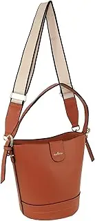 [Milleni] Ladies Vegan Leather Bucket Crossbody Bag in Tan