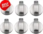 6-Pack 6mm Zinc Alloy Universal Gas Stove Oven Knobs Silver Cooktop Switch