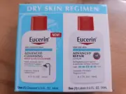 Lot of 9 Eucerin Dry Skin Regimen Cleansing Repair Lotion Cleanser Mini Travel