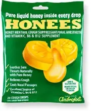 Honees Original Honey Menthol Cough Drops, 20 Count Bag