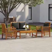 Patio Furniture Sets 4 Piece Garden Lounge Set with Cushions Solid Wood Acacia