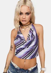 Hands Off Striped Crop Top
