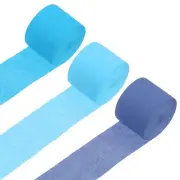 3 Roll Crepe Paper Streamers Decor Navy Blue , Sky Blue , Light Blue